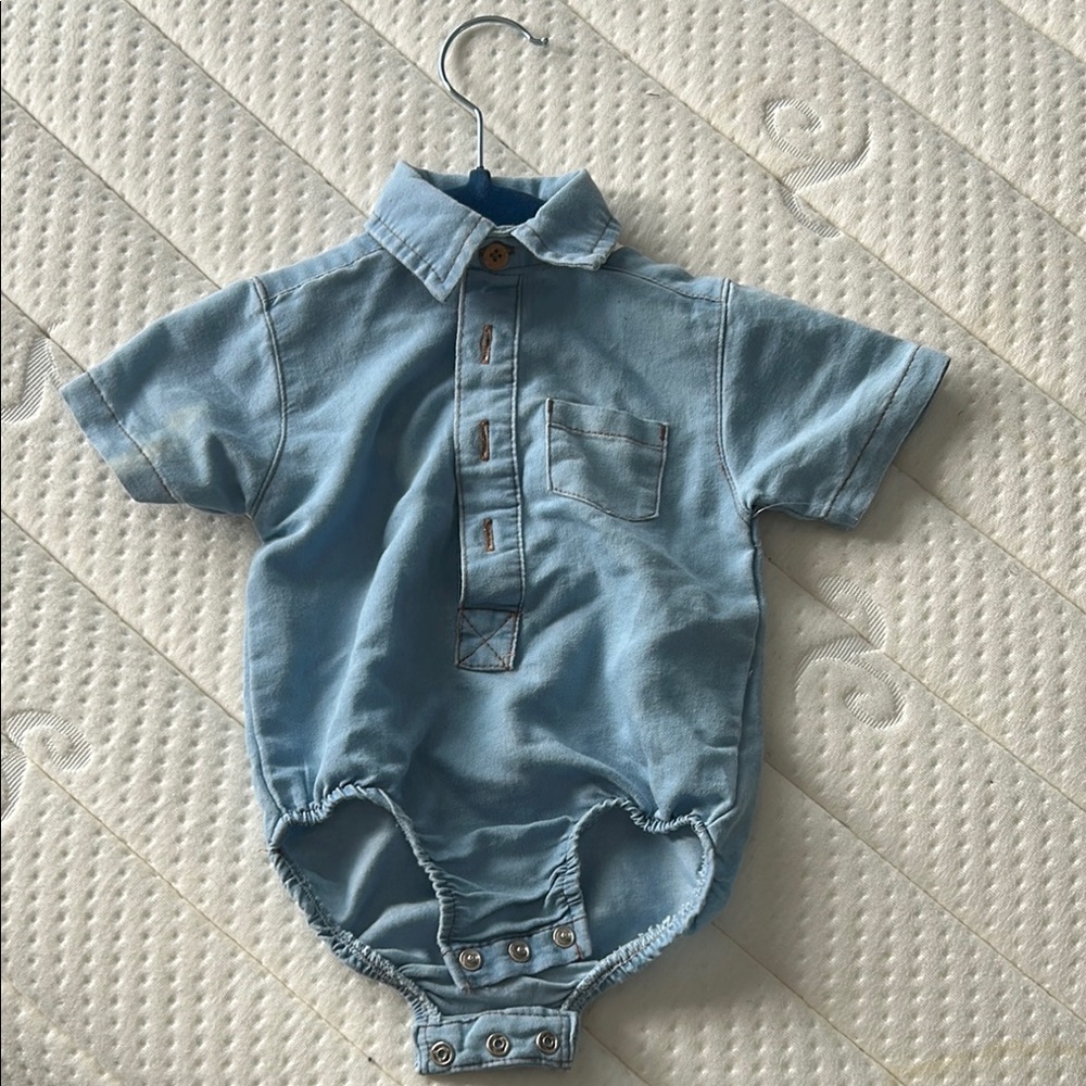 Light Blue Baby Onesie with Collar